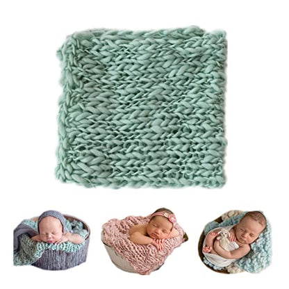 Coberllus Newborn Baby Photography Props Blanket Handmade Knitted Twist Wrap Posing Aid Backdrops for Boy Girls Photography Shoot - color: Light Green