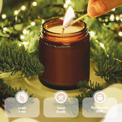 8 oz Amber Glass Jars with Lids, 12 Pack Amber Small Glass Jars with Black Lids, Lotion Container Empty Cosmetic Travel Containers for Sample, Cream, Lotion, Honey, Powder - color: Amber-Black Lids, size: 8 Ounces