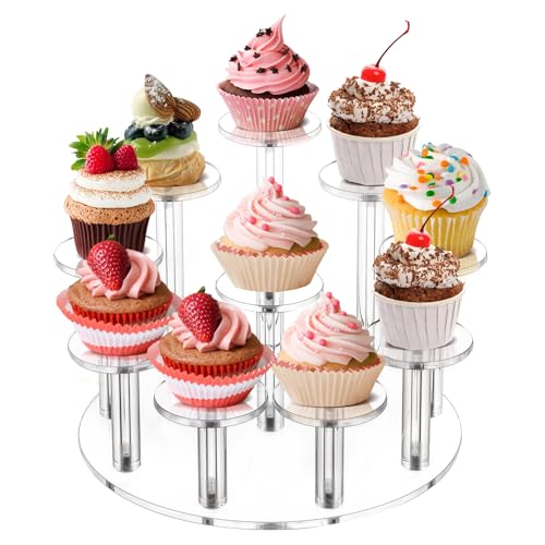 Jusalpha Acrylic Display Stand, 10 Tier Round, Clear Organizer for Jewelry, Funko POP Figures, Perfume, Cupcake, Countertop Decoration (10 Tier) - size: 10 Tier