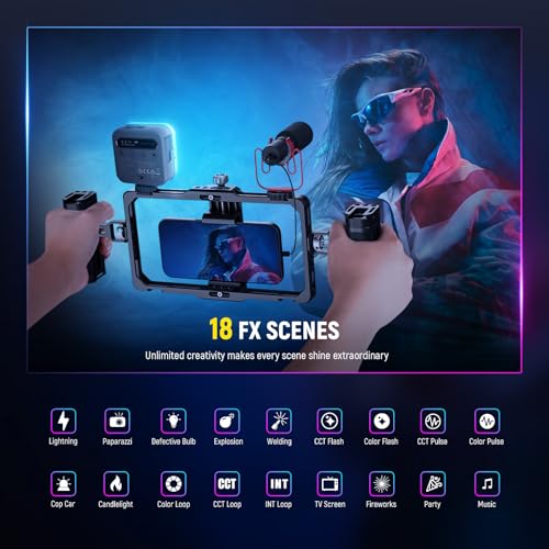 NEEWER Basic Magnetic RGB Video Light, 360° Full RGB Mini LED Camera Light CRI96+ 2500-9000K 18 Scenes 3 Cold Shoes & 1/4", 2000mAh Rechargeable Portable for Selfie/Tripod Photography Lighting, BL60C