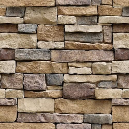 Abyssaly Stone Wallpaper Brick Wallpaper Peel and Stick Stone Backsplash Self-Adhesive Removable Vinyl Wraps Grey Faux Brick Shelf Paper 17.71" X 393.7" Home Decorations Contact Paper - color: Brown, size: 17.7" x 393.7"
