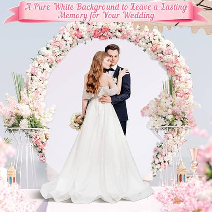 White Round Backdrop Cover 7.2ft- Adjustable Polyester Circle Arch Backdrop Cover for Wedding Birthday Party Photography Decoratio