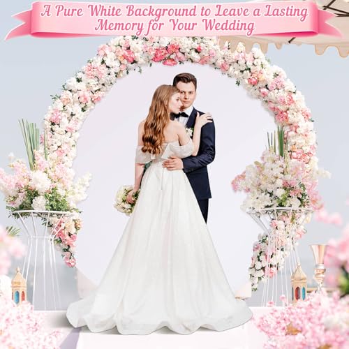 White Round Backdrop Cover 7.2ft- Adjustable Polyester Circle Arch Backdrop Cover for Wedding Birthday Party Photography Decoratio