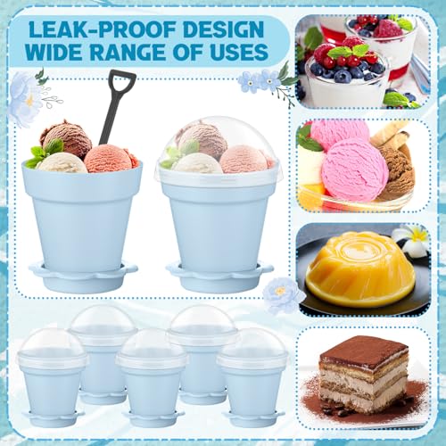 Honeydak 25 Pack Flowerpot Dessert Cup Plastic Cake Cups with Lid Shovel Spoon Mini Flower Pot Dessert Cups Ice Cream Yogurt Cupcake Holder Containers for Birthday Party Supplies DIY Baking(Blue) - color: Blue