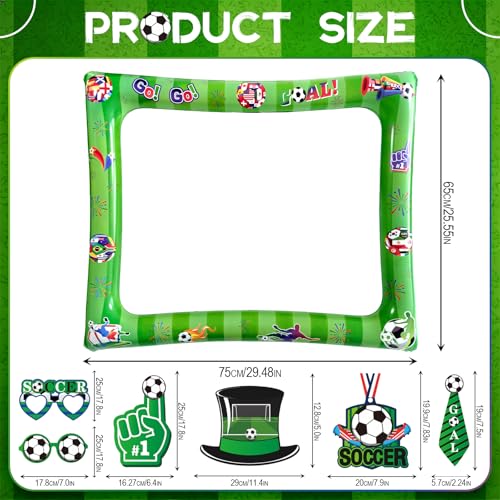 Soccer Inflatable Photo Frame & Props, 25Pcs Soccer Photo Booth Props with Large Football Themed Inflatable Picture Frame for Sport Game Party Selfie Supplies - color: Football