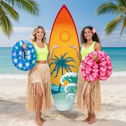 Yalikop 6 Ft Surfboard Cardboard Cutout Stand Up Photo Prop - Hawaiian Tropical Party Decorations Standee Surfboard Foam Board for Garden Yard Sign Decor Summer Beach Luau Photography Background - style: Ocean Waves