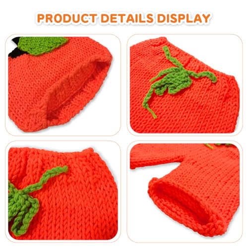 Newborn Photography Fashion Cute Halloween Pumpkins Hat Crochet Knitted Photography Outfit Set