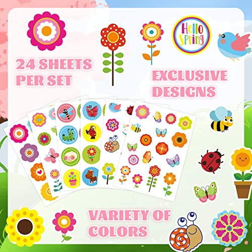 Joy Bang 344 Pcs Spring Stickers for Kids Flowers Stickers Butterfly Bug Animal Nature Sticker for Water Bottles Laptops Cards Envelopes School Classroom Spring Party Favors Supplies Gifts - style: Spring Flowers