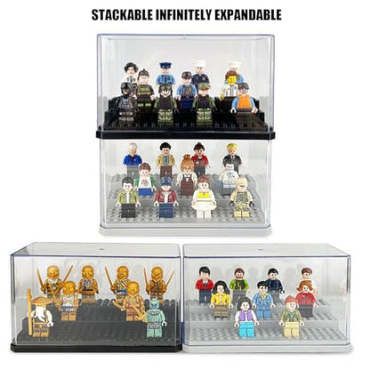 Acrylic Minifigure Display Case Stackable Action Figures Blocks Display Box, Clear Dustproof Display Case Box for Lego Lovers - color: Grey, size: Medium 1 Pack