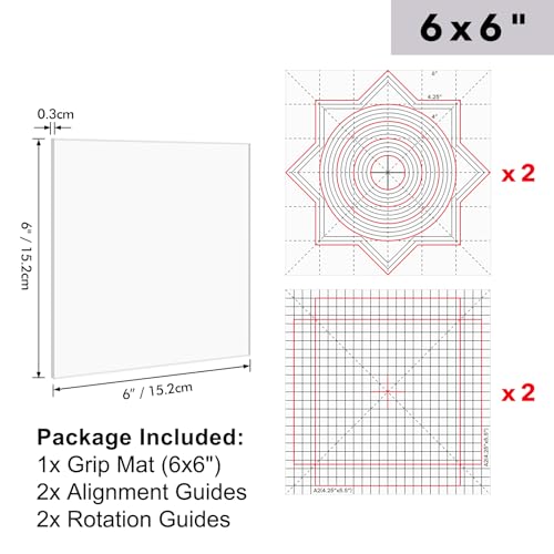 6X6 Photopolymer Grip Mat with 4PCS Printed Guides for Stamping,Multi-Use Non-Slip Sticky Mats Fit in Stamp Positioning Tool for Card Making Hold Your Cardstock in Place When Stamping,Stencil - color: 6"x6" 1xgrip Mat+4aligment