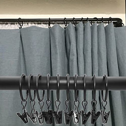 WeeksEight 100 Pack Black Curtain Rings with Clips, Curtain Hooks Hangers Clip Rings for Hanging Drapes Bows Hat, Drapery Rings 1.26 in I D, Fits up to 1 in Diameter Curtain Rod. - color: Black, size: 1.26" I D Set of 100