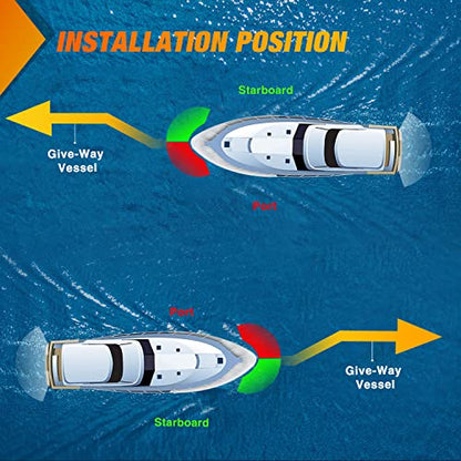 Nilight Marine Boat Navigation Light 24LED Red Green LED Port Starboard Signals Bow Lights 12V Waterproof for Skeeter Yacht Pontoon Speedboat Sailboats Fishing Boats - color: 24LED Navigation Light-1Pc