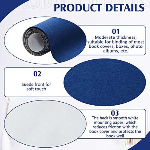 PerKoop Book Cloth for Book Binding 40 x 16 Inch Fabric Surface Paper Backed Bookcover Archival European Durable Strong Bookbinding Supplies Cover Books Album Scrapbooking (Dark Blue) - color: Dark Blue