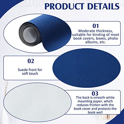 PerKoop Book Cloth for Book Binding 40 x 16 Inch Fabric Surface Paper Backed Bookcover Archival European Durable Strong Bookbinding Supplies Cover Books Album Scrapbooking (Dark Blue) - color: Dark Blue