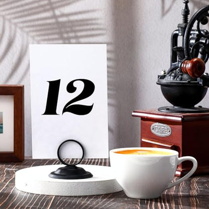 MotiMind 24 Pcs Table Number Holders-Metal Place Card Holders Table Number Stands Tabletop Sign Stands for Photos, Menu, Memo, Notes, Wedding, Restaurant, Banquet, Birthday(Black) - color: Black