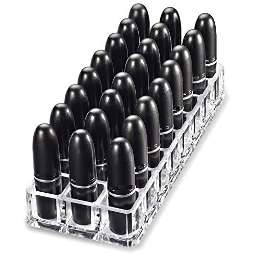 byAlegory Premium Beauty Organization Acrylic Lipstick Organizer & Beauty Container 24 Space Storage (Clear)
