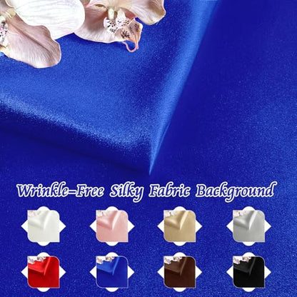 RUDONG M Satin Photography Backdrop 3.3x2.5ft - Wrinkle-Free Silky Fabric Background for Jewelry/Cosmetics/Flat Lay/Studio, Royal Blue Backdrop Cloth (100x75cm) - color: Royal Blue
