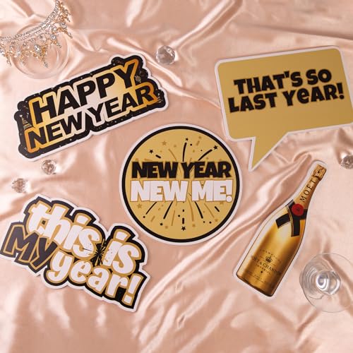 (New Year's) Elevate Your Photo Booth Experience with Our Durable & Waterproof Pack of Signs-Perfect for Weddings, Birthdays, and Photo Booth Businesses - PVC Foamboard Photo - color: New Year's