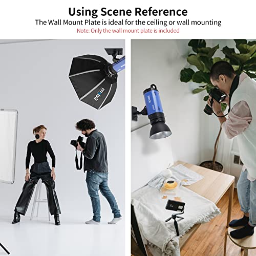 Selens 2.36 inch Baby Pin Plate Wall Ceiling Mount, Mini Lighting Wall Holder with 5/8" Stud for Photo Studio Light Stand Flash Accessories - size: 2.36 inch