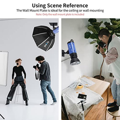 Selens 2.36 inch Baby Pin Plate Wall Ceiling Mount, Mini Lighting Wall Holder with 5/8" Stud for Photo Studio Light Stand Flash Accessories - size: 2.36 inch