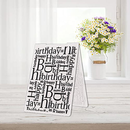 3-D Textured Impressions Background Embossing Folder, Happy Birthday Words Pattern Plastic Embossing Folder Template for Card Making Scrapbooking Paper Craft Album Stamps DIY Décor