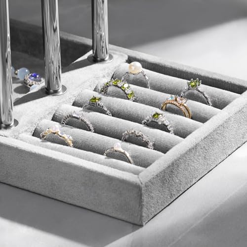 bussdis 3 Tier Bracelet Holder Display - Detachable T Bar Grey Velvet Bracelet Holder, Jewelry Holder Organizer for Bracelet, Necklace, Earrings, Rings - color: Grey, size: Standard