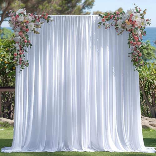 10x10ft Wrinkle Free White Backdrop Curtain for Parties Soft Fabric Drapes Wedding White Curtain Backdrop for Birthday Party Decorations Background for Photography 5x10ft, 2 Panels - color: White, size: W5' X H10'(2 Panels)