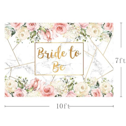 MEHOFOND Bride to Be Marble Backdrop Bridal Shower Miss to Mrs Wedding Party Supplies White Blush Pink Floral Photobooth Girls Bachelorette Engagement Photography Background Banner 10x7ft - size: 10x7ft