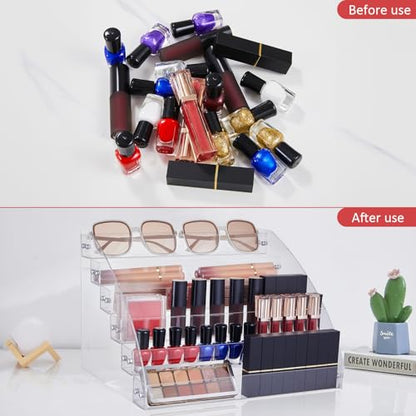 KINGROW Nail Polish Organizer Holder Rack 6 Layers Acrylic Display Shelf For Eyeglasses Essential Oils Ink Storage Holds Up to 96 Bottles (Fit 1-2oz Bottles) - size: 6 Layers