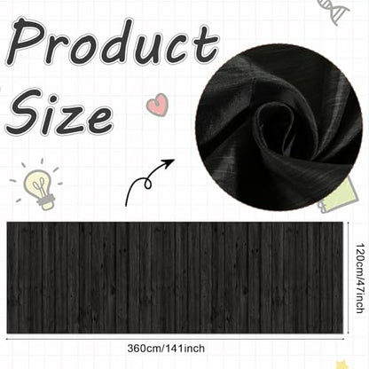 Classroom Fabric Bulletin Board 47x141inch Black Wood Texture Back to School Classroom Backdrop Decorations for Wall Door Background, DIY Craft, Bulletin Boards, Pillow, Curtain, Reusable, Easy to Cut - style: Black Wood Grain