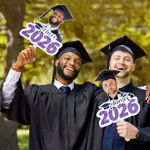 Graduation Custom Cutout Big Head on a Stick for 2026, 6 to 24", Fun Face Cardboard Cutouts, Personalized Fat Heads, Senior Night Photo Prop, Birthday, Party Décor, 1 PC, Bright Purple - color: 2026 Light Purple