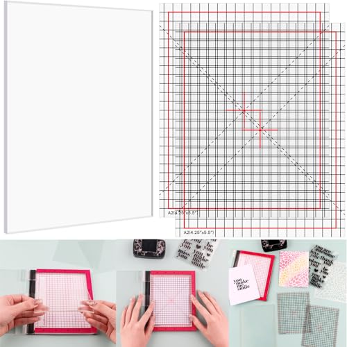 4.75x6 Photopolymer Grip Mat with 2PCS Printed Guides for Stamping,Multi-Use Non-Slip Sticky Mats Fit in Stamp Positioning Tool for Card Making Hold Your Cardstock in Place When Stamping,Stencil - color: 4.75"x6" 1xgrip Mat+2aligment