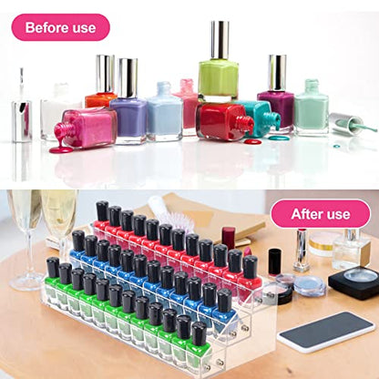 Acrylic Nail Polish Organizer Rack, 3 Tier Paint rack and Storage Shelf, Clear Display Stand for Tattoo Inks, Sunglasses, Essential Oils, Gel Nail Polish - Holds 36 Bottles - size: 3 Tiers