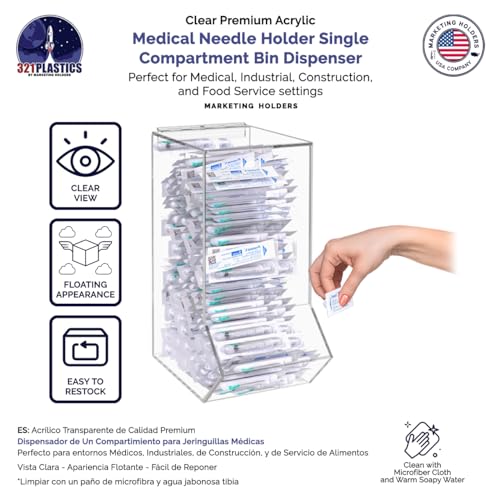 Marketing Holders Clear Dispenser Drop Bin for Retail Medical Facility 6.5" x 14.75" Wall or Counter Storage Display Acrylic Candy Container - size: Single Condiment Bin