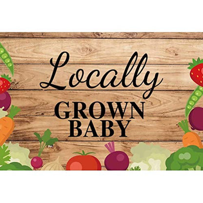 shensu Vinyl 7x5ft Baby Shower Backdrop for Photography Locally Grown Baby Vegetable and Fruit Rustic Wood Photo Background Baby Shower Boys Girls Party Decoration Portrait Photo Booth Studio Props - size: 7x5ft