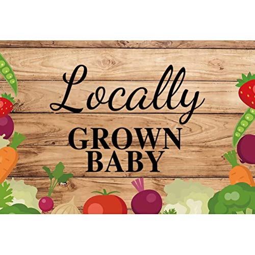 shensu Vinyl 9x6ft Baby Shower Backdrop for Photography Locally Grown Baby Vegetable and Fruit Rustic Wood Photo Background Baby Shower Boys Girls Party Decoration Portrait Photo Booth Studio Props - size: 9x6ft