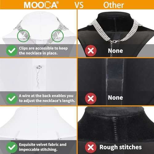 MOOCA 2 Pcs Small Necklace Chain Jewelry Bust Display Holder Stand, Necklaces Display Mannequin, Jewelry Bust Stand 7 1/4 in H, White Leatherette - color: 1) White Faux Leather, 2 pieces