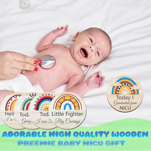 14 Designs NICU Milestone Cards Sign - Reversible Hospital to Home Journey Wooden Photo Props for Preemies, Celebrate NICU Baby's Special Milestone Moments (NICU Milestones) - color: NICU Milestone