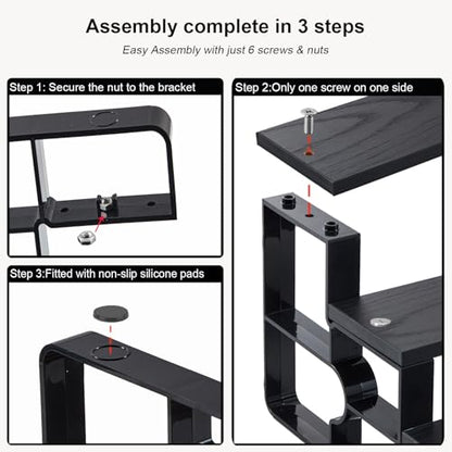 GRELY Waterproof Wooden Perfume Cologne Organizer for Men, 3 Tier 14 Inch Extra Wide Stand with ABS Frame, Anti-Slip for Dresser Bathroom(Black, 3 Tier 14.0") - size: 3 Tier 14.0"
