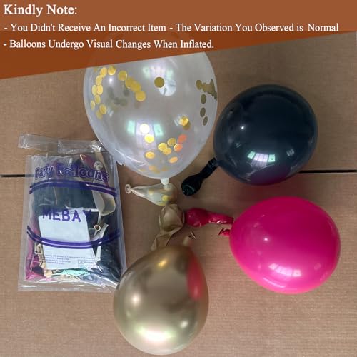 MEBAY Black Red and Gold Balloon Arch Kit, 141Pcs Matte Black Hot Pink Gold Metallic Gold Confetti Balloons for Birthday Wedding Bachelorette Gender Reveal Anniversary - color: 141-black Red