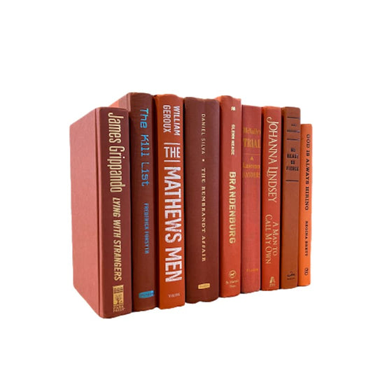 Decorative Accent for Home Decor – Real Books by Color® Interior Styling Piece for Bookshelf, Coffee Table, Design Display (Set of 3, Orange) - color: Orange, size: Set of 3