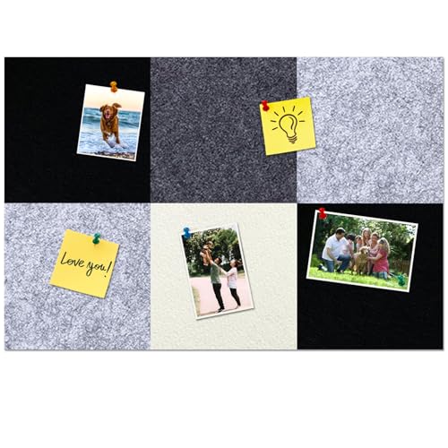 Square Felt Cork Bulletin Board Tiles, Self Adhesive DIY Felt Pin Board for Wall 30" x 20" with 35 Pushpins for Office School Home Wall Decor Stickers Memos Photos Display (Gradual Grey) - color: A- Gradual Grey, size: Square