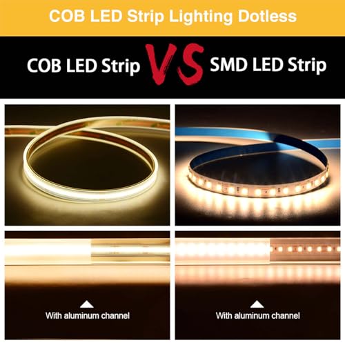 LLTOP COB LED Strip Lights Waterproof IP67 DC24v Natural White 4000K 16.4ft/5m High CRI 92Ra+ Outdoor LED Tape Lighting DIY Cuttable for Bedroom Kitchen Cabinet Shelf (Power Supply Not Included) - color: Natural White 4000K (power supply not included)