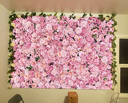 7x5ft Pink Rose Wall Background Pink Flowers Backdrops Spring Tea Party Backdrop Floral Girls Birthday Weeding Valentine's Day Mother's Day Event Banner Photo Props - size: 7 x 5 ft