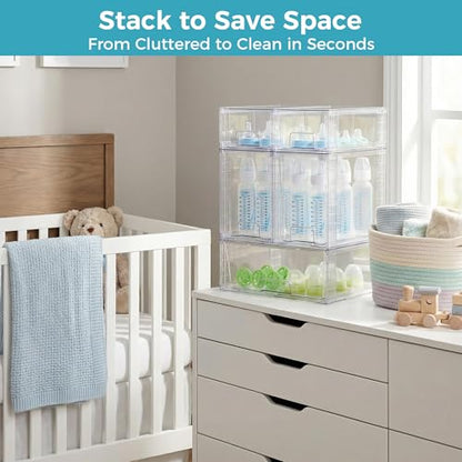 Vtopmart 6 Pack Clear Stackable Storage Drawers,Easy to Assemble Baby Bottle with handles,Plastic Drawers for Kitchen Pantry,Cabinet,Under Sink Organization - style: 1 Wide+2Large+2 Small