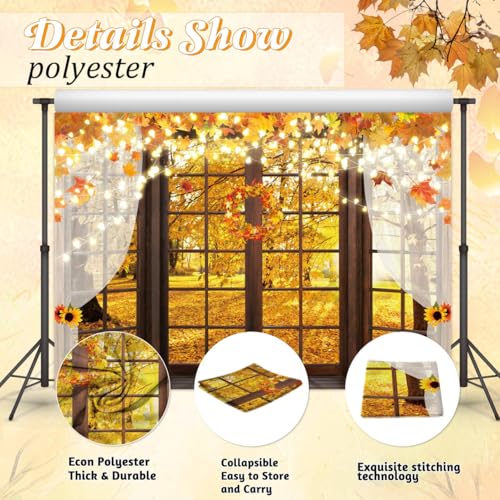 Hilioens 8x6ft Fall Windowsill Backdrops for Photography Autumn Forest Scenery Background for Photoshoot Maple Leaf Natural Scenery Banner Decoration Party Supplies Photo Studio Booth Props - size: 8x6ft