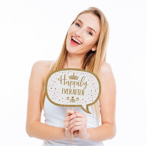 Big Dot of Happiness Little Princess Crown - Pink and Gold Princess Baby Shower or Birthday Party Photo Booth Props Kit - 20 Count