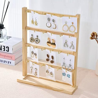 4 Layers of Wooden Display Eacks With Hooks for Necklaces. Rings, Earrings, Bracelets, And Other Jewelry Storage Display Rack - size: 4 Layers