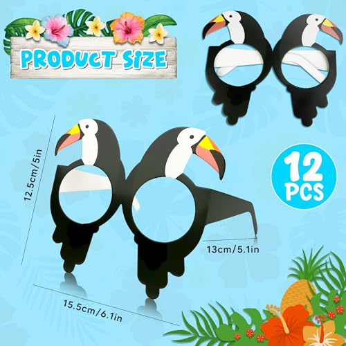 Pool Party Decorations - 12 PCS Hawaiian Theme Paper Eyeglasses for Tropical Beach - Luau Party Decorations for Summer Leis Birthday Party Favors Photo Booth Props - Luau Outfits Shirts for Women - color: Yellow Blue