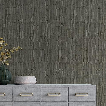 CHIHUT Dark Gray Grasscloth Peel and Stick Wallpaper Textured Removable Grass Cloth Contact Paper Self Adhesive Fabric Linen Grey Stick on Wallpaper for Bathroom Kitchen Backsplash Walls 17.7”x236” - color: ['Dark Gray'], size: 17.7" x 236"